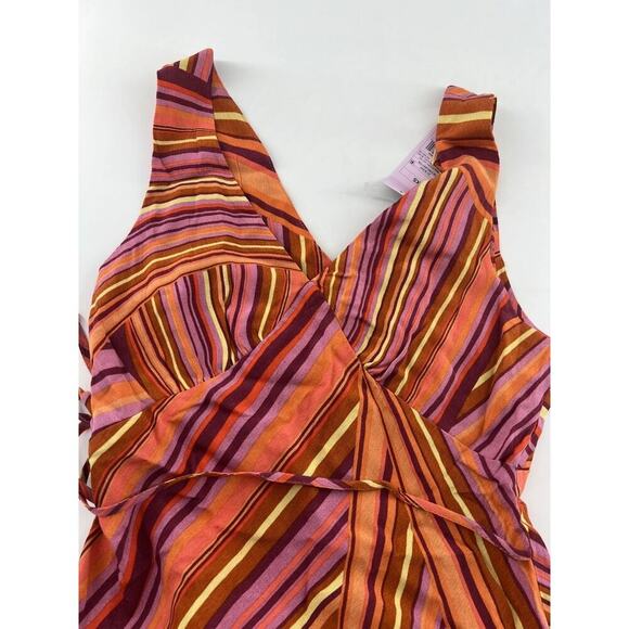 Wild Fable Women's Funky Print Orange Pink Stripe Dress Extra Small Retro New - Picture 8 of 10
